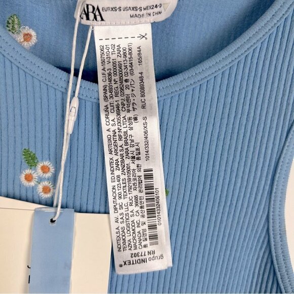 Nwt - Zara Seamless Embroidered Dress In Blue. Size: Xs-S. - Picture 6 of 13